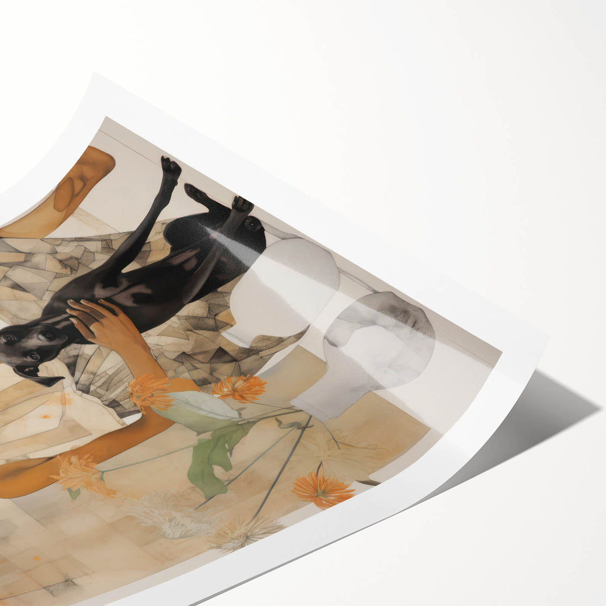 Electric Art of Woman and Dog | Modern Portrait Wall Decor