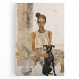 Electric Art of Woman and Dog | Modern Portrait Wall Decor