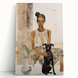 Electric Art of Woman and Dog | Modern Portrait Wall Decor