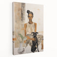 Electric Art of Woman and Dog | Modern Portrait Wall Decor