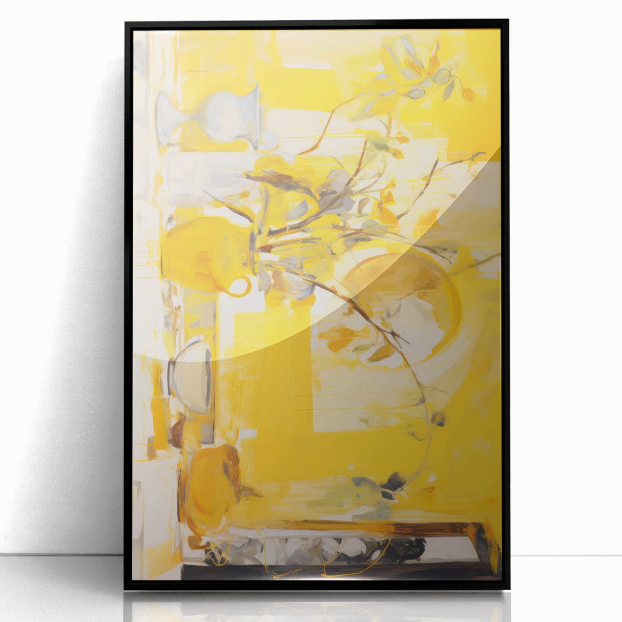 Bold Electric Yellow Abstract Art – Vibrant Electric Wall Art Canvas