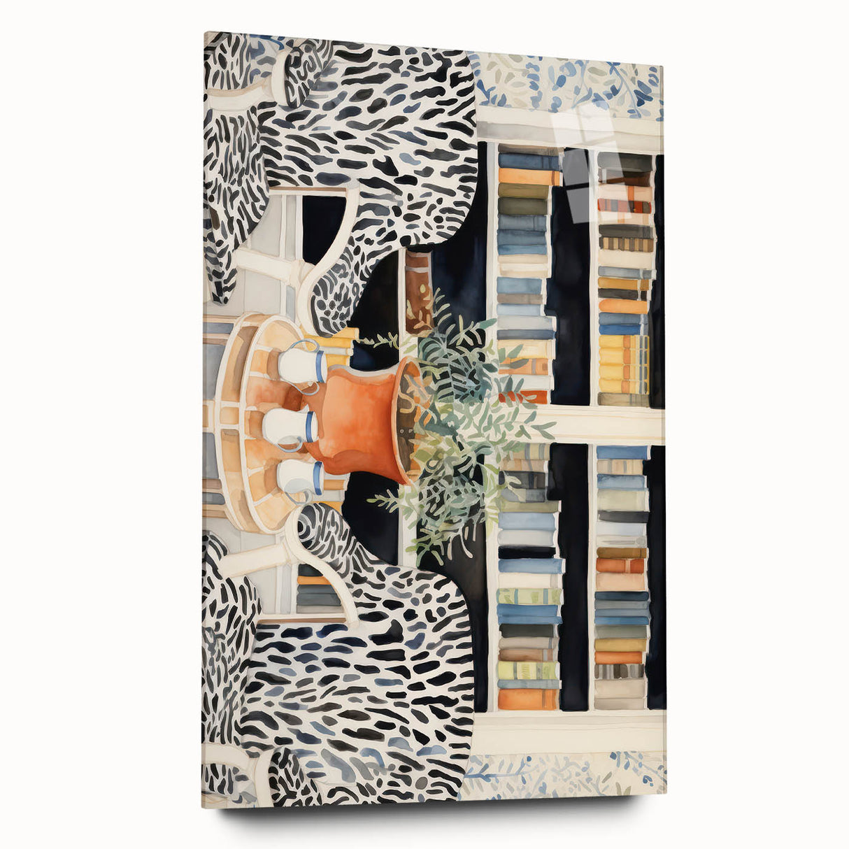Electric Zebra Chair Library Art – Modern Electric Wall Art Canvas