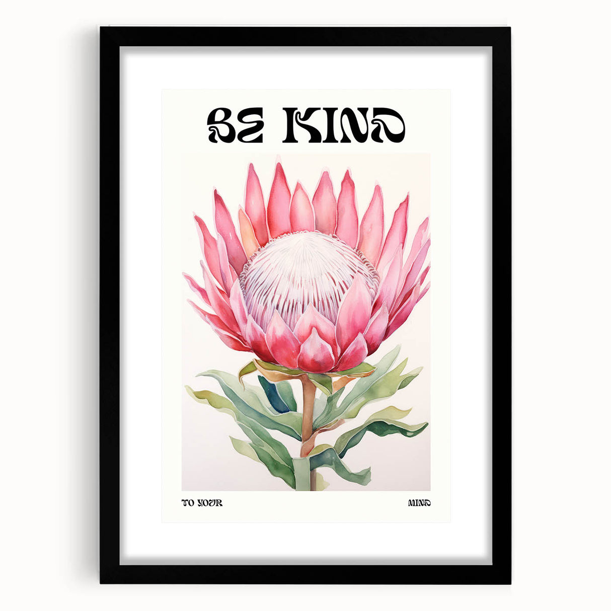 Be Kind Floral Art – Vibrant Electric Motivational Wall Art Canvas Print