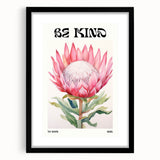 Be Kind Floral Art – Vibrant Electric Motivational Wall Art Canvas Print