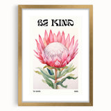 Be Kind Floral Art – Vibrant Electric Motivational Wall Art Canvas Print