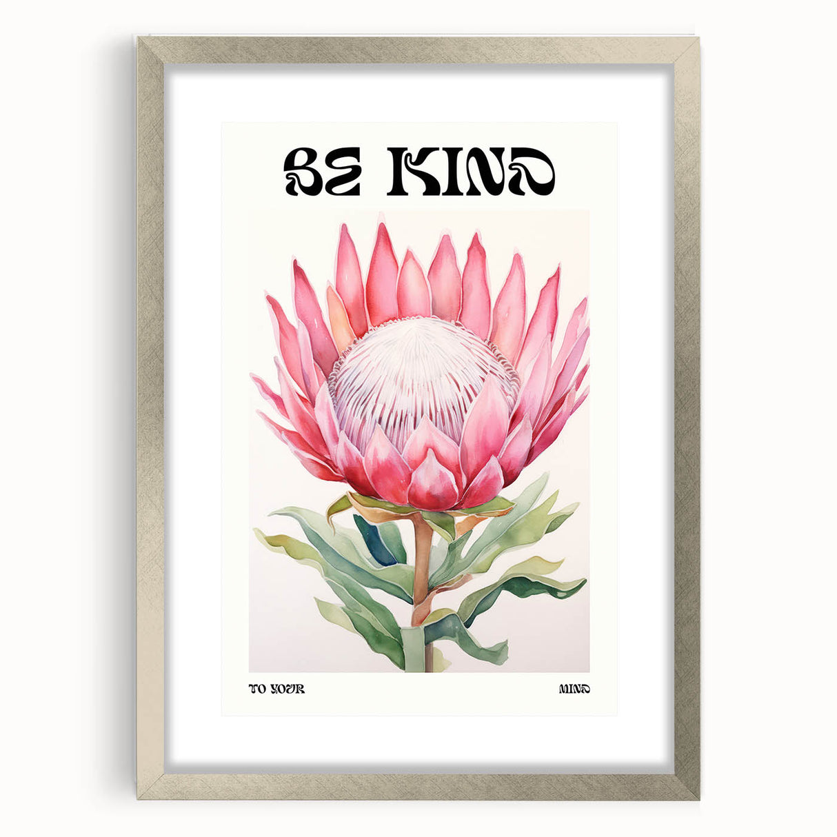 Be Kind Floral Art – Vibrant Electric Motivational Wall Art Canvas Print