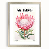 Be Kind Floral Art – Vibrant Electric Motivational Wall Art Canvas Print