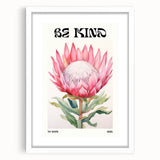 Be Kind Floral Art – Vibrant Electric Motivational Wall Art Canvas Print