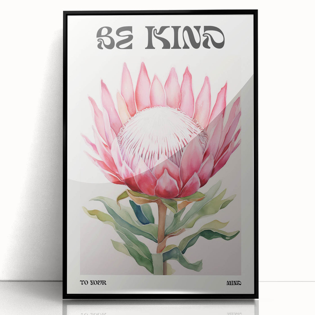 Be Kind Floral Art – Vibrant Electric Motivational Wall Art Canvas Print