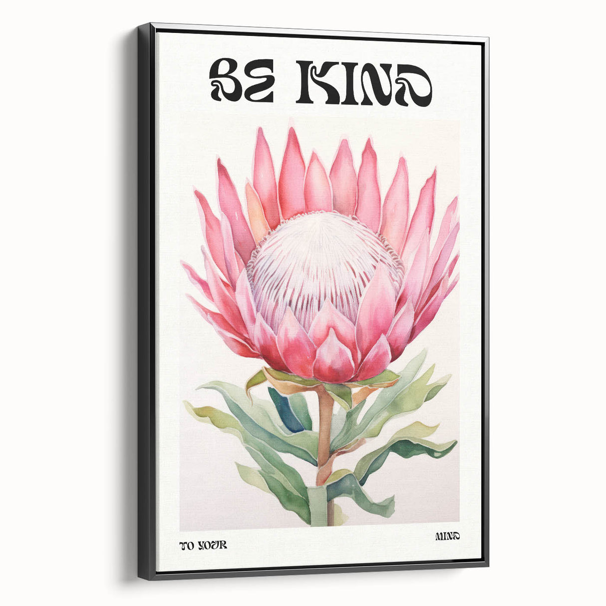 Be Kind Floral Art – Vibrant Electric Motivational Wall Art Canvas Print