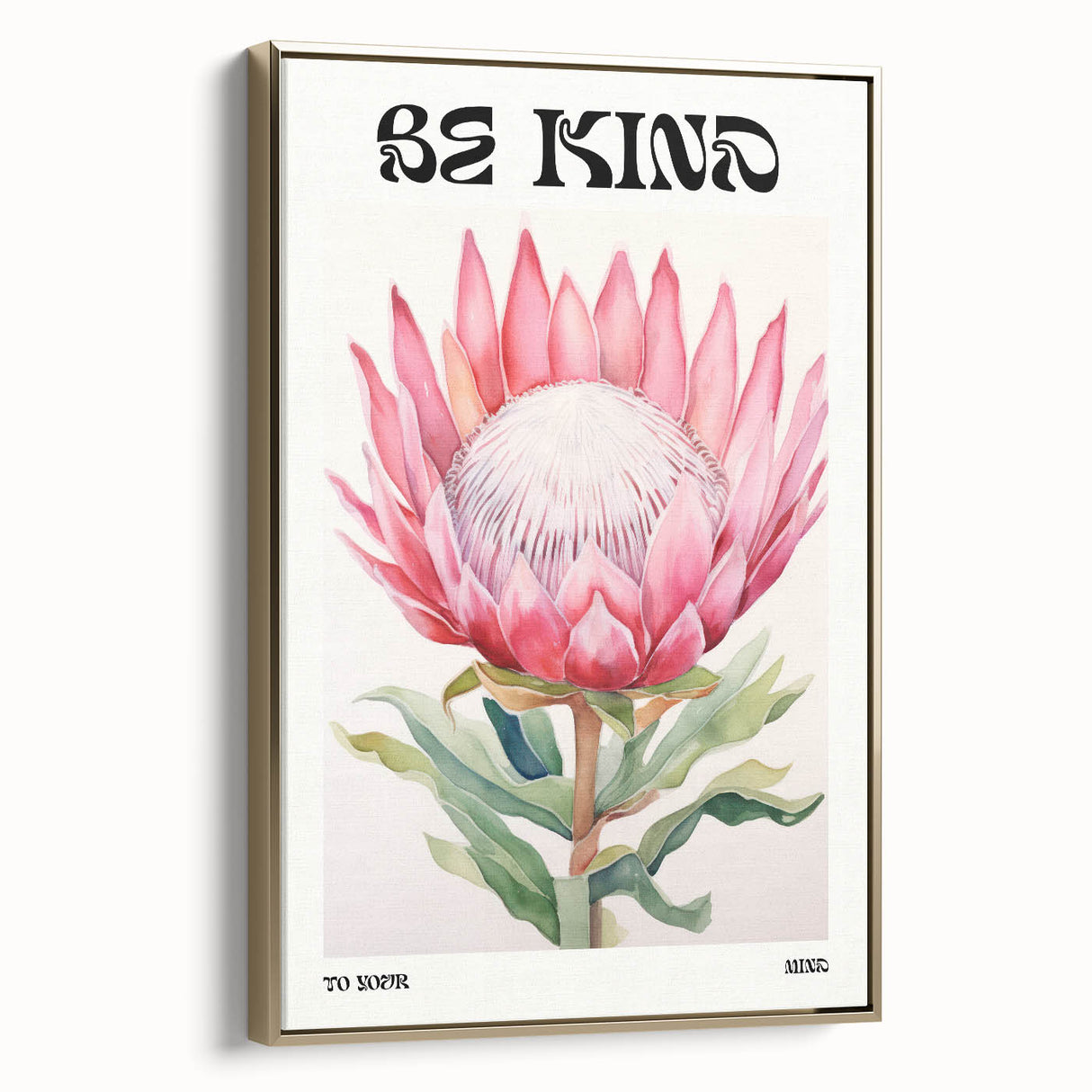 Be Kind Floral Art – Vibrant Electric Motivational Wall Art Canvas Print