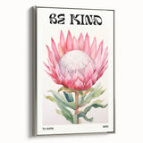 Be Kind Floral Art – Vibrant Electric Motivational Wall Art Canvas Print