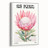 Be Kind Floral Art – Vibrant Electric Motivational Wall Art Canvas Print