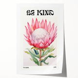 Be Kind Floral Art – Vibrant Electric Motivational Wall Art Canvas Print