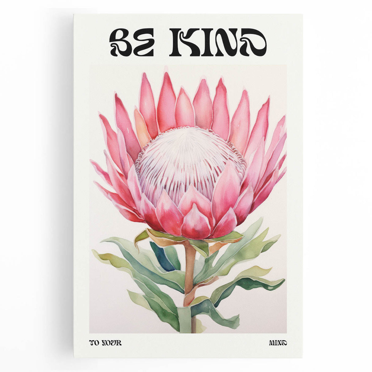 Be Kind Floral Art – Vibrant Electric Motivational Wall Art Canvas Print