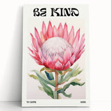 Be Kind Floral Art – Vibrant Electric Motivational Wall Art Canvas Print