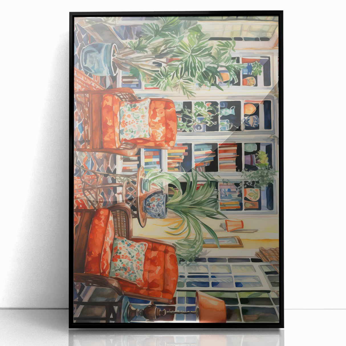 Vibrant Electric Reading Nook Art – Modern Electric Wall Art Canvas