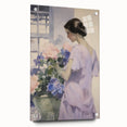 Elegant Woman with Flowers – Modern Electric Wall Art Canvas Print