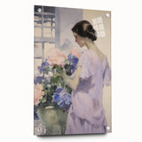 Elegant Woman with Flowers – Modern Electric Wall Art Canvas Print
