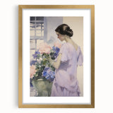 Elegant Woman with Flowers – Modern Electric Wall Art Canvas Print