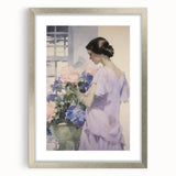 Elegant Woman with Flowers – Modern Electric Wall Art Canvas Print