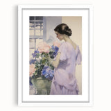 Elegant Woman with Flowers – Modern Electric Wall Art Canvas Print