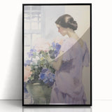 Elegant Woman with Flowers – Modern Electric Wall Art Canvas Print