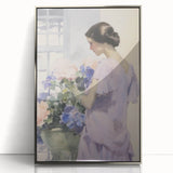 Elegant Woman with Flowers – Modern Electric Wall Art Canvas Print