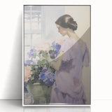Elegant Woman with Flowers – Modern Electric Wall Art Canvas Print