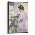 Elegant Woman with Flowers – Modern Electric Wall Art Canvas Print