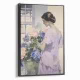 Elegant Woman with Flowers – Modern Electric Wall Art Canvas Print