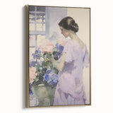 Elegant Woman with Flowers – Modern Electric Wall Art Canvas Print