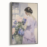 Elegant Woman with Flowers – Modern Electric Wall Art Canvas Print