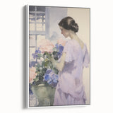 Elegant Woman with Flowers – Modern Electric Wall Art Canvas Print