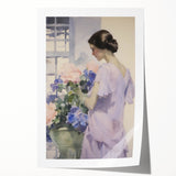 Elegant Woman with Flowers – Modern Electric Wall Art Canvas Print