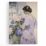 Elegant Woman with Flowers – Modern Electric Wall Art Canvas Print