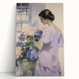 Elegant Woman with Flowers – Modern Electric Wall Art Canvas Print