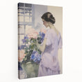 Elegant Woman with Flowers – Modern Electric Wall Art Canvas Print