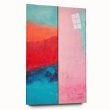 Abstract Electric Pink and Turquoise Canvas - Vibrant Modern Wall Art