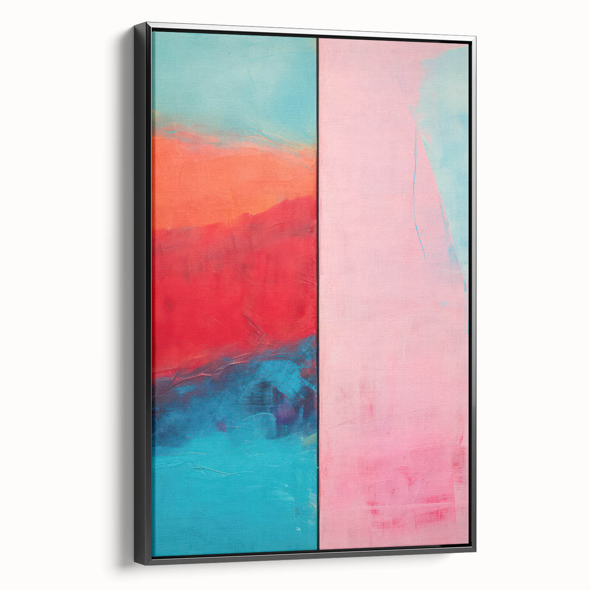 Abstract Electric Pink and Turquoise Canvas - Vibrant Modern Wall Art