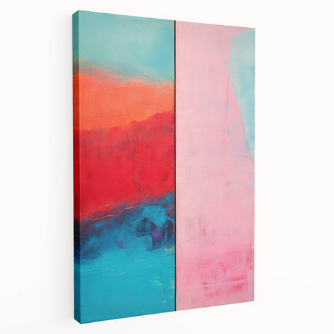 Abstract Electric Pink and Turquoise Canvas - Vibrant Modern Wall Art