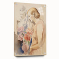 Refined Lady and Flowers – Electric Wall Art Canvas for Modern Spaces
