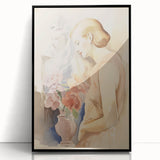 Refined Lady and Flowers – Electric Wall Art Canvas for Modern Spaces