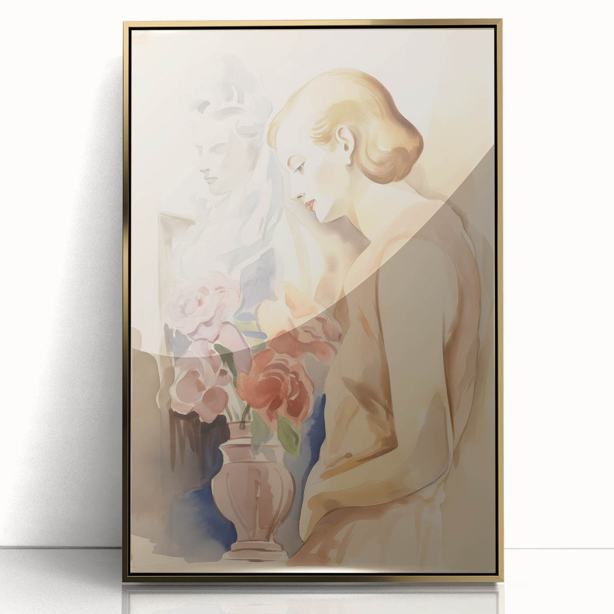 Refined Lady and Flowers – Electric Wall Art Canvas for Modern Spaces