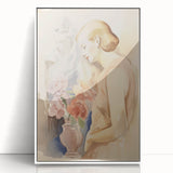 Refined Lady and Flowers – Electric Wall Art Canvas for Modern Spaces