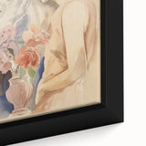 Refined Lady and Flowers – Electric Wall Art Canvas for Modern Spaces