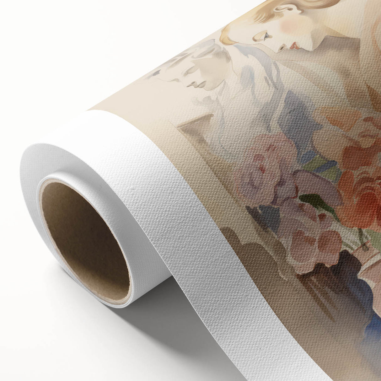 Refined Lady and Flowers – Electric Wall Art Canvas for Modern Spaces
