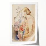 Refined Lady and Flowers – Electric Wall Art Canvas for Modern Spaces