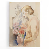 Refined Lady and Flowers – Electric Wall Art Canvas for Modern Spaces