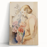 Refined Lady and Flowers – Electric Wall Art Canvas for Modern Spaces